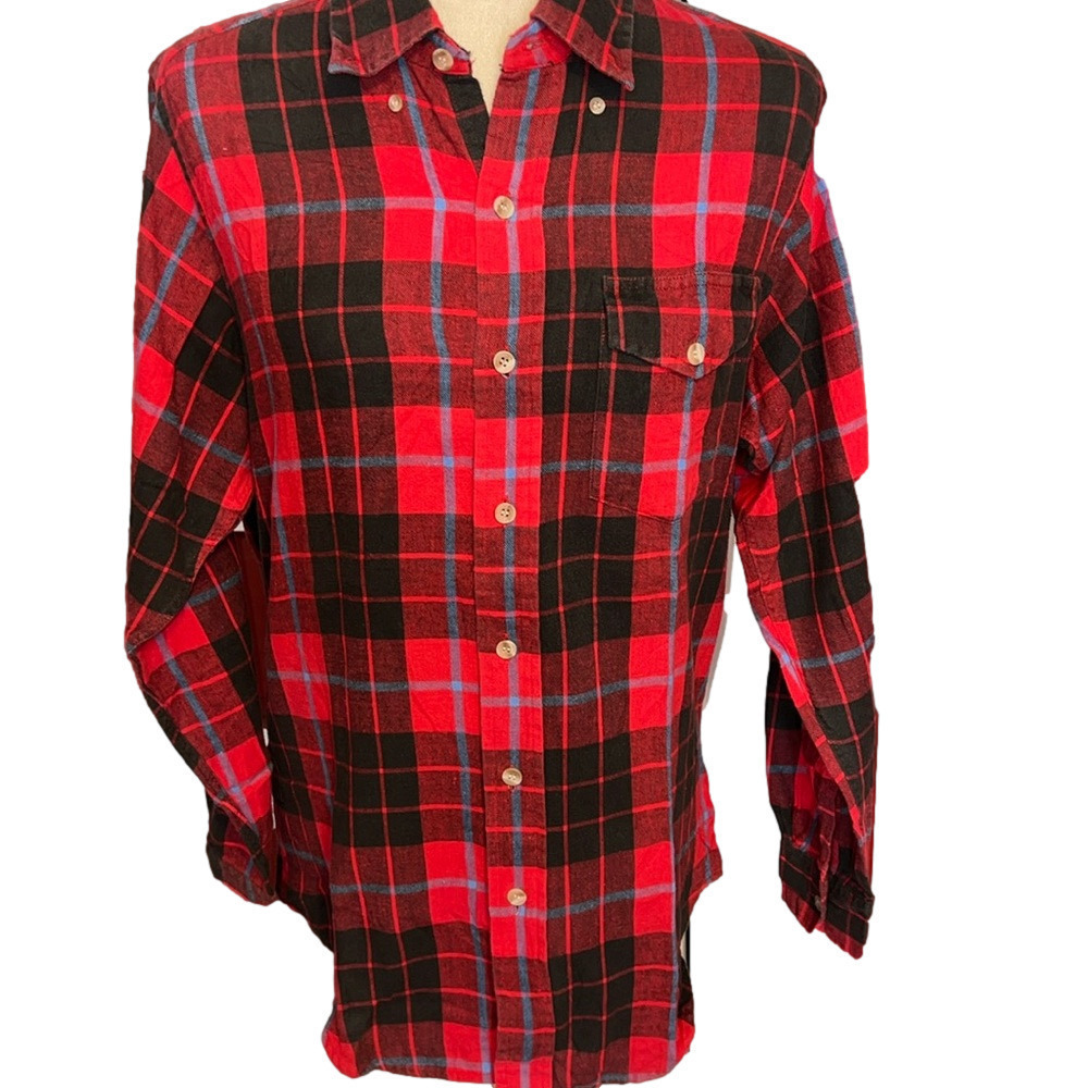 Vintage 80’s Woolrich Cotton Flannel Plaid Shirt Men’s Size Medium